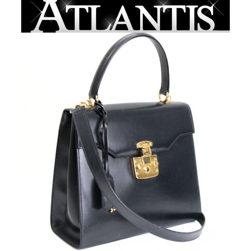 Gucci Lady Lock Handbag Leather Navy Blue